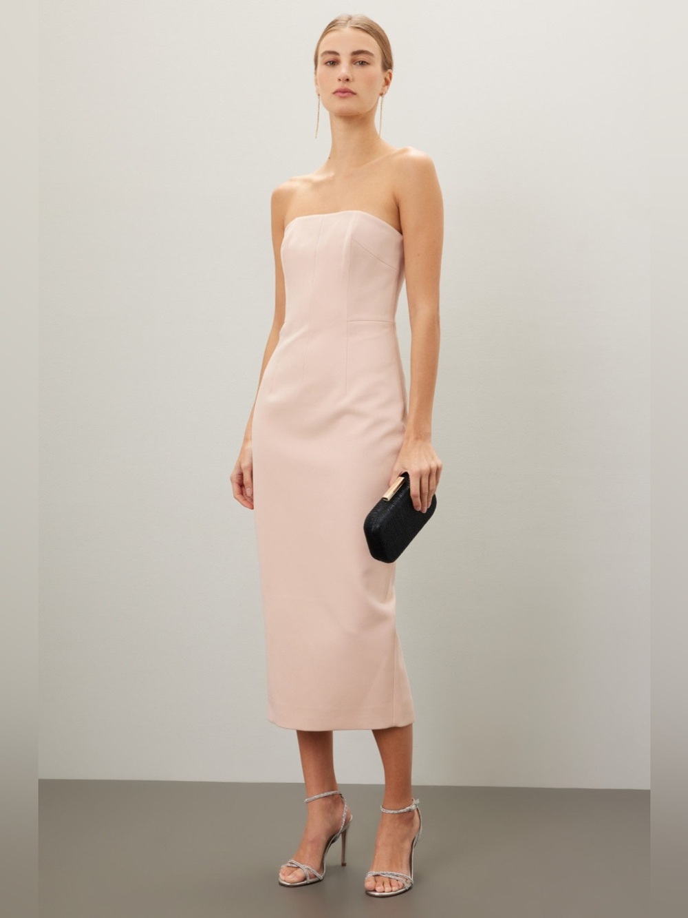 Rachel Gilbert Minah blush strapless midi dress US 6 $895